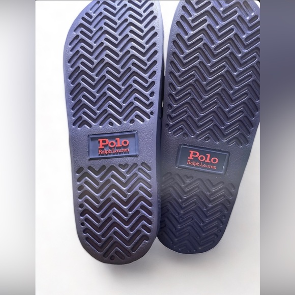 🖤🖤 NWT Polo Ralph Lauren Men’s Pony Slides Sandals Blue With Red Pony - Picture 6 of 6